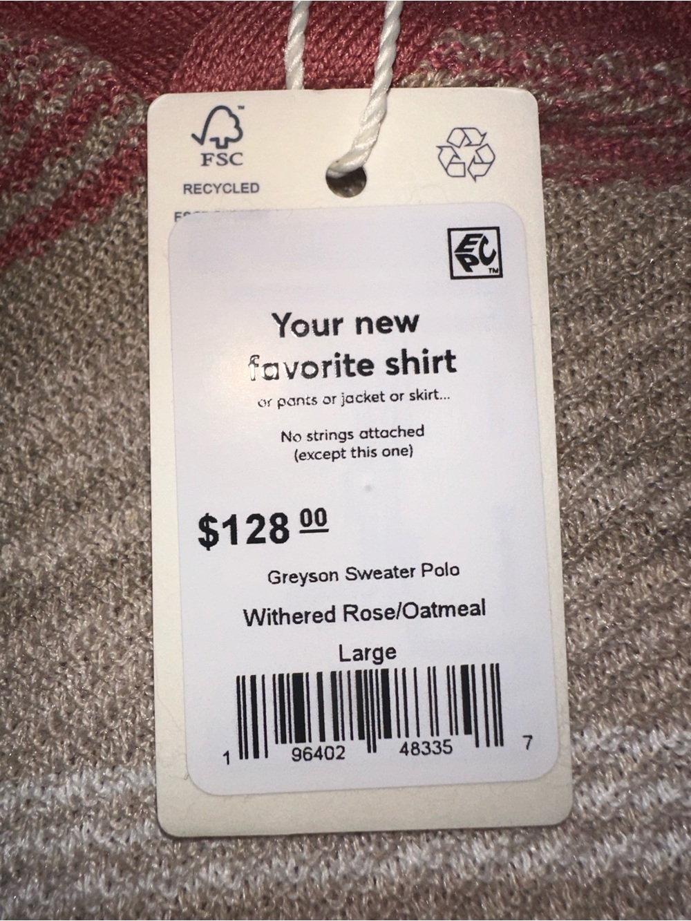 Marine Layer Greyson Sweater Polo Shirt Men’s Size Large Brand New - Picture 3 of 3